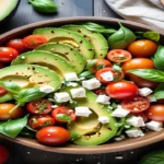 Avocado Tomato Basil Salad with Fresh Ingredients for a Healthy Meal