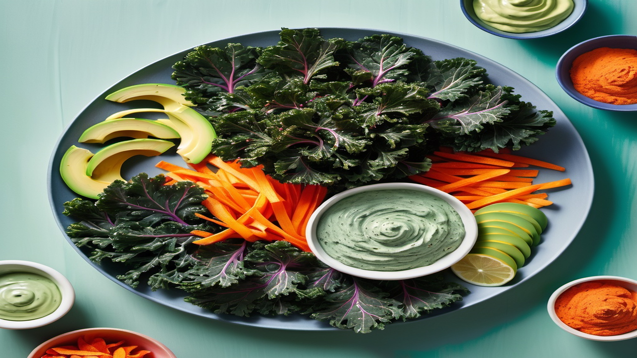 Crispy Kale Chips with Avocado Dip