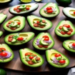 Freshly Prepared Stuffed Avocado Dish with Keto Vegan Filling