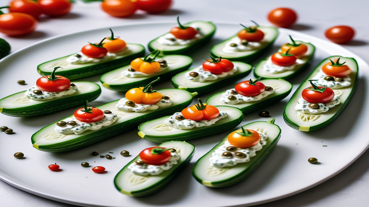 Cucumber Boats with Vegan Cream