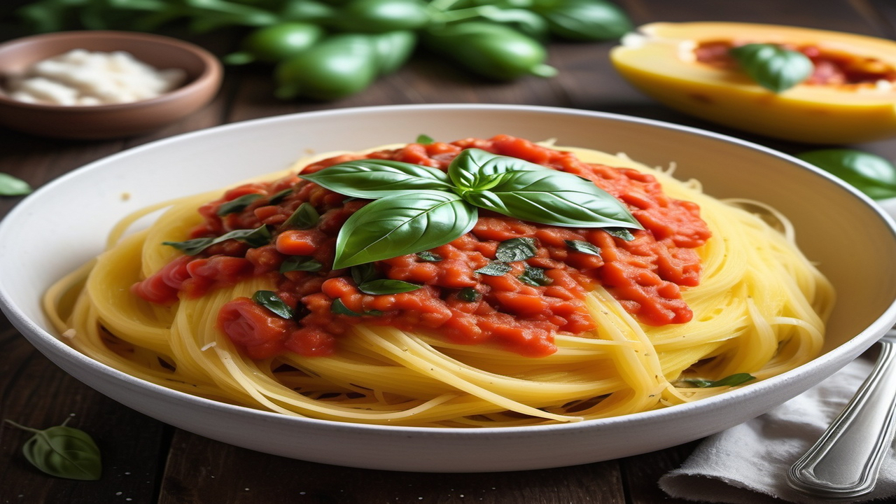 Spaghetti Squash with Tomato Basil Sauce